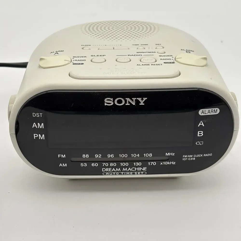 Sony Dream Machine AM/FM Dual Alarm Clock Radio White # ICF-C318 Tested - Works